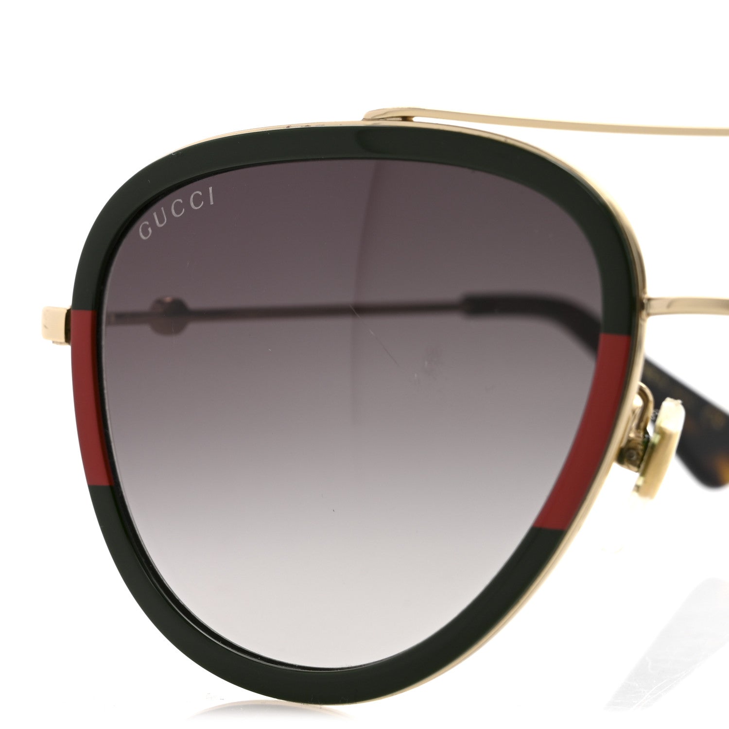 Gucci Metal Web Aviator Sunglasses GG0062S Green Red