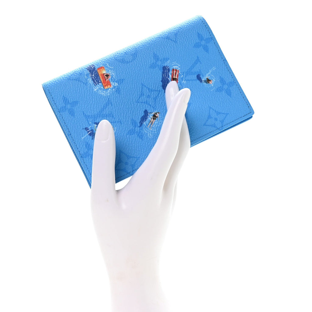 Louis Vuitton Monogram Sports Passport Cover Pool Blue