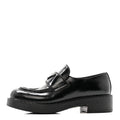 Prada Spazzolato Metal Triangle Logo 50mm Loafers 37.5 Black
