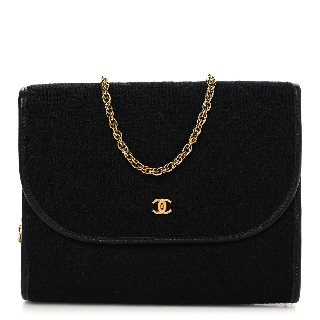 Chanel Jersey Quilted Mini Square Flap Black