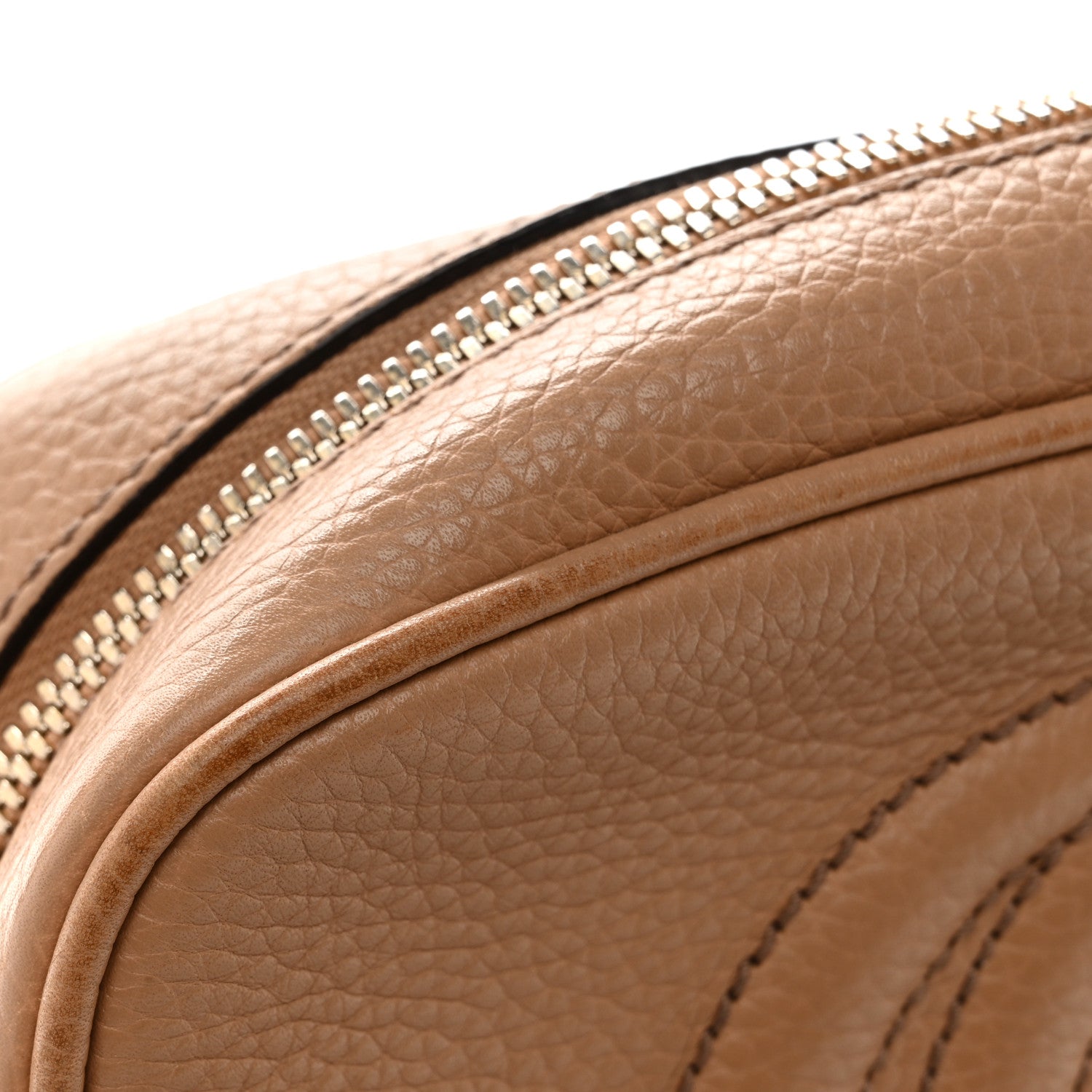 Gucci Pebbled Calfskin Small Soho Disco Bag Camelia