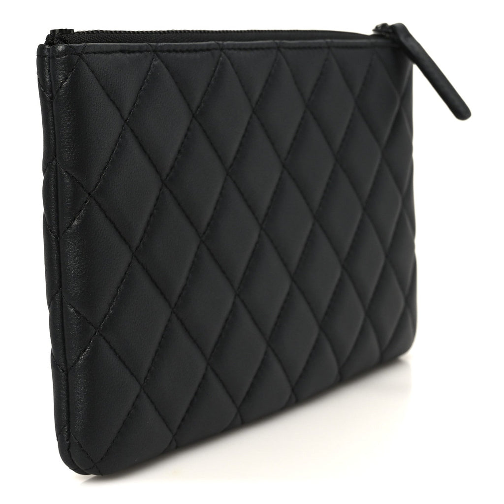 Pearly Lambskin Quilted Cosmetic Case So Black