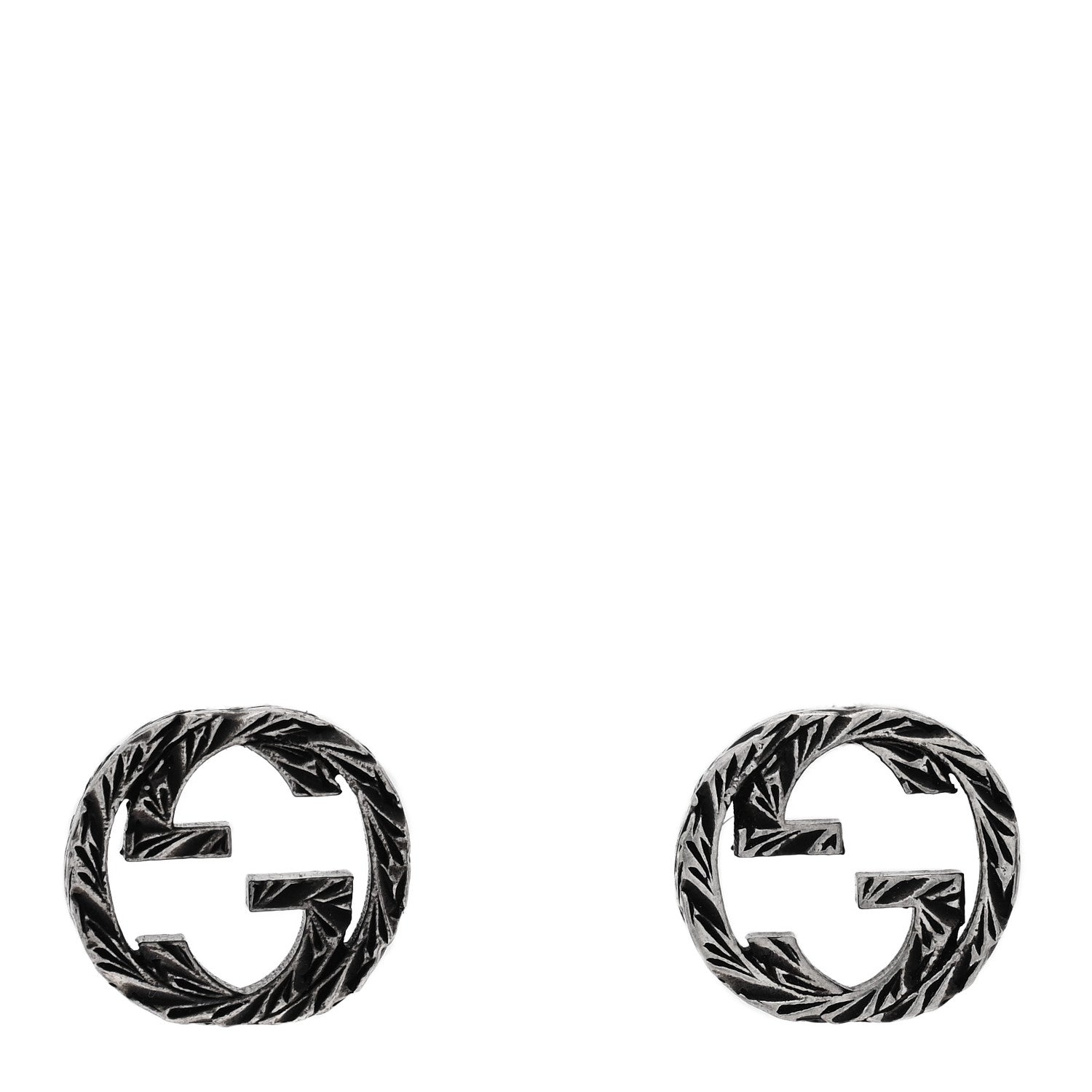 Gucci Sterling Silver Textured Interlocking G Single Stud Earring