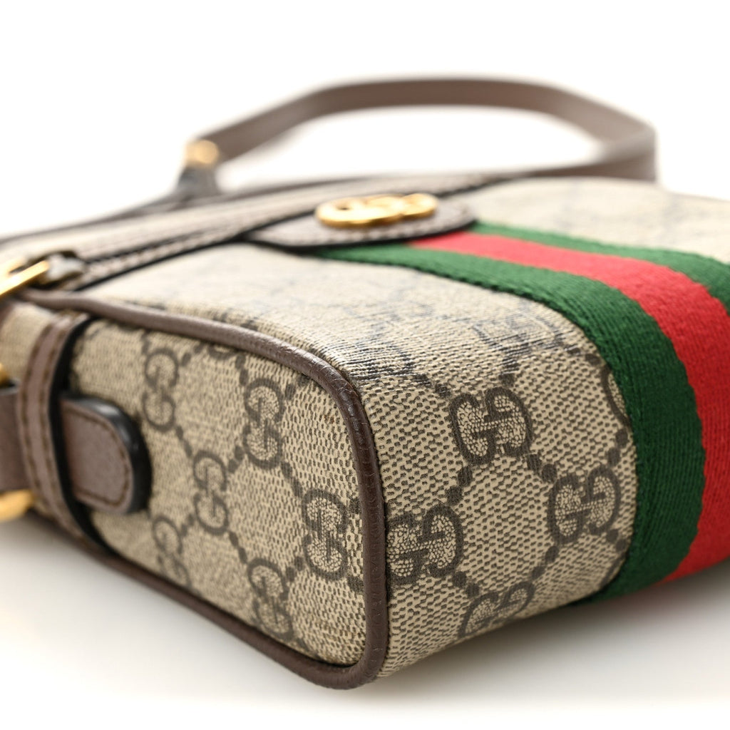 Gucci GG Supreme Monogram Web Mini Ophidia Messenger Brown