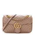 Gucci Calfskin Matelasse Small GG Marmont Shoulder Bag Porcelain Rose