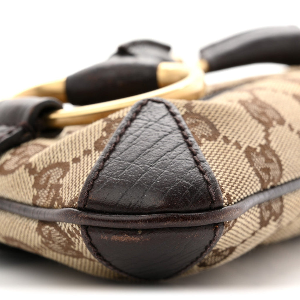 Gucci Monogram Horsebit Clutch Dark Brown