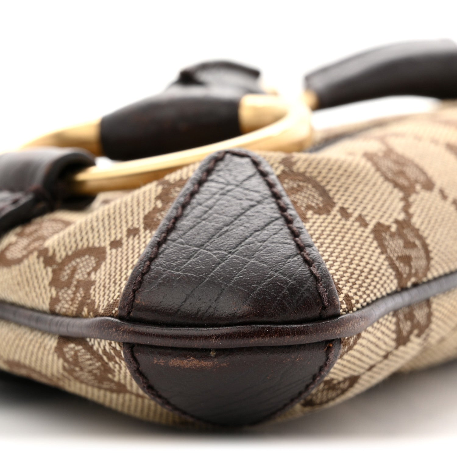 Gucci Monogram Horsebit Clutch Dark Brown