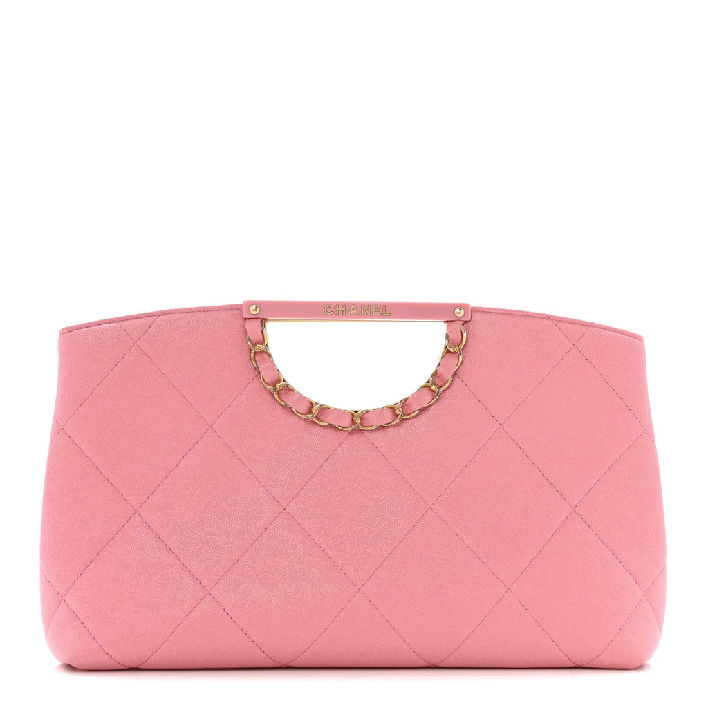 Chanel Caviar Quilted A Real Catch Clutch Pink