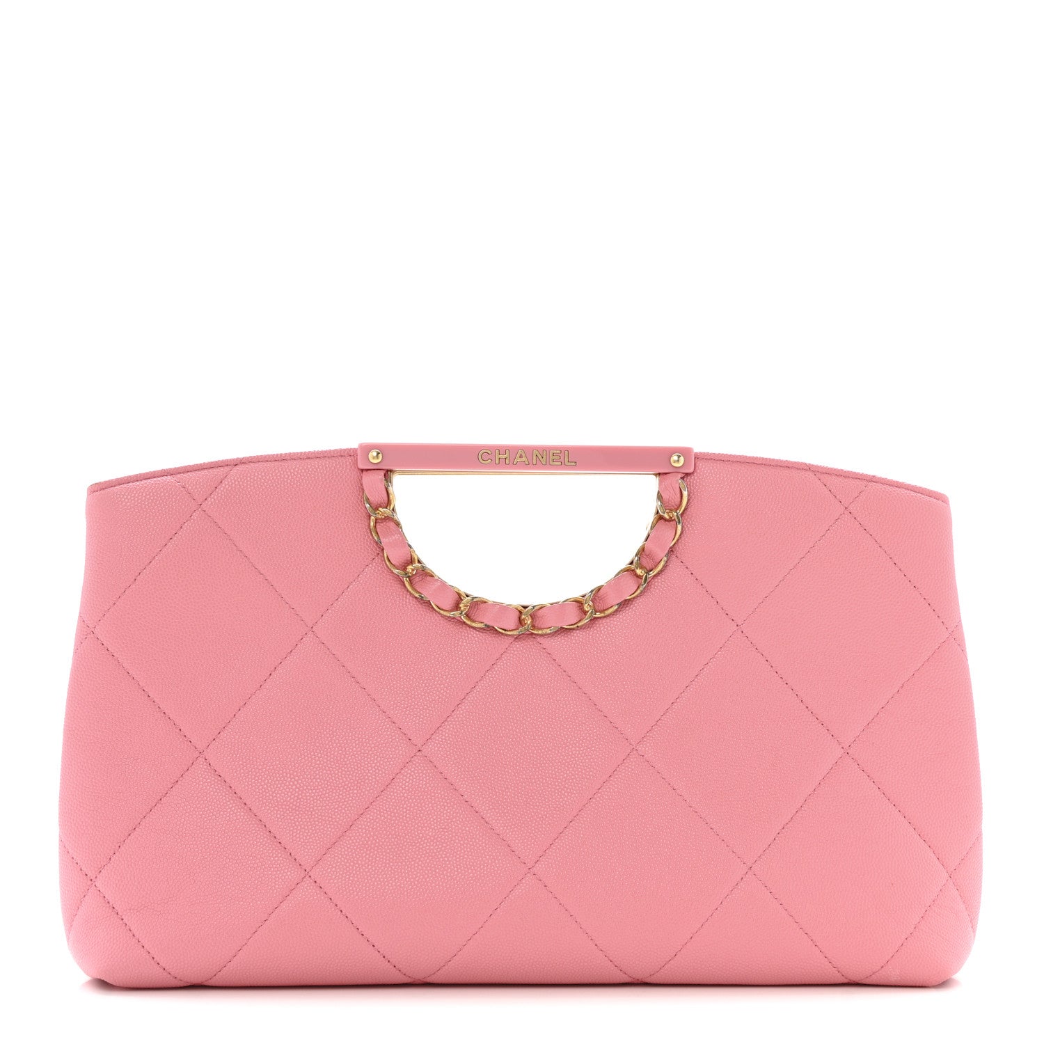 Chanel Caviar Quilted A Real Catch Clutch Pink