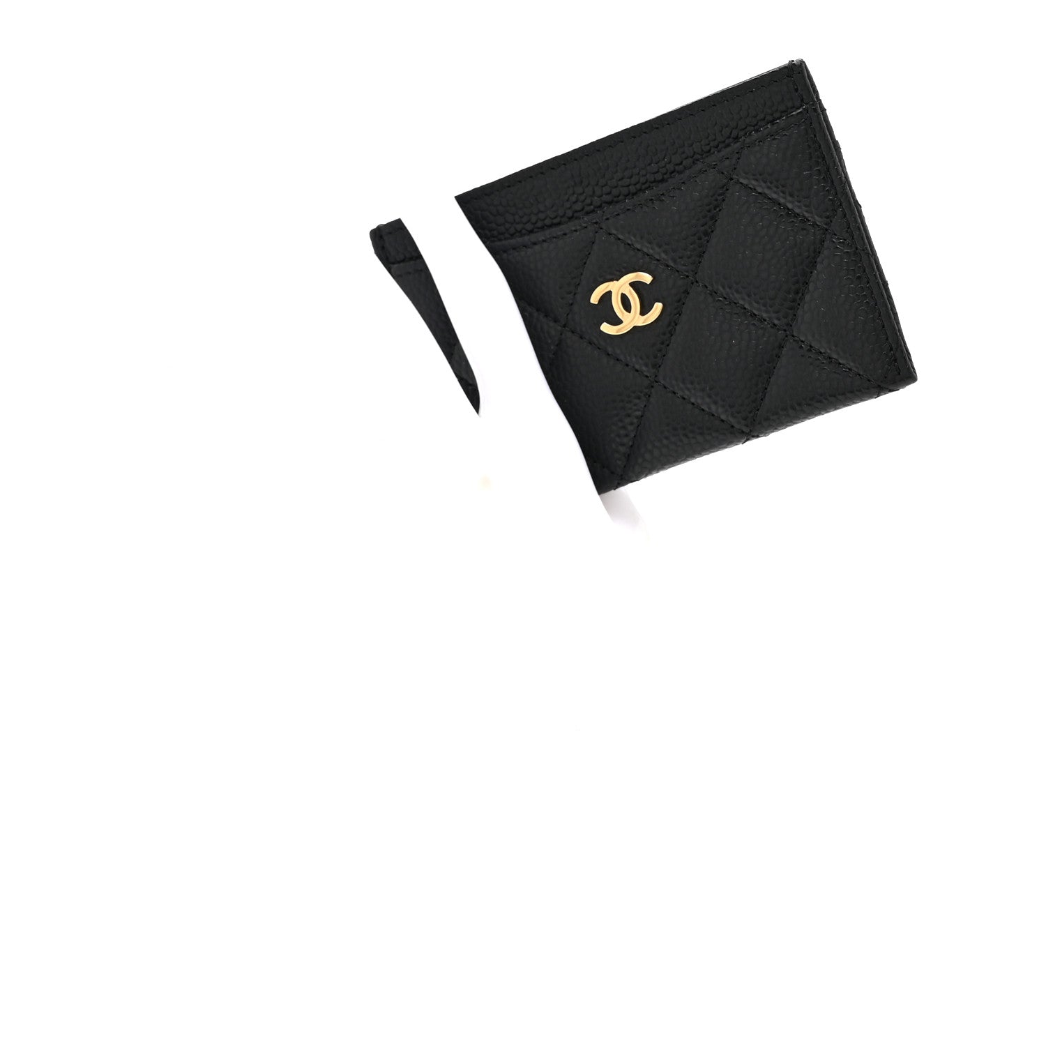 Caviar Quilted Card Holder Black