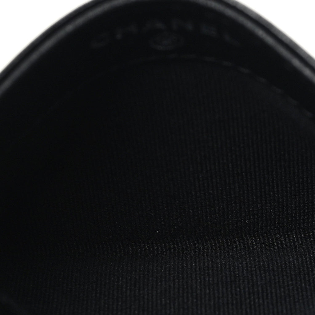 Pearly Lambskin Quilted Card Holder So Black
