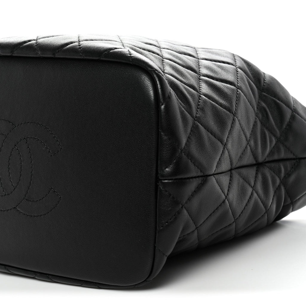 Chanel Lambskin Quilted Large Perfect Meeting Hobo Black