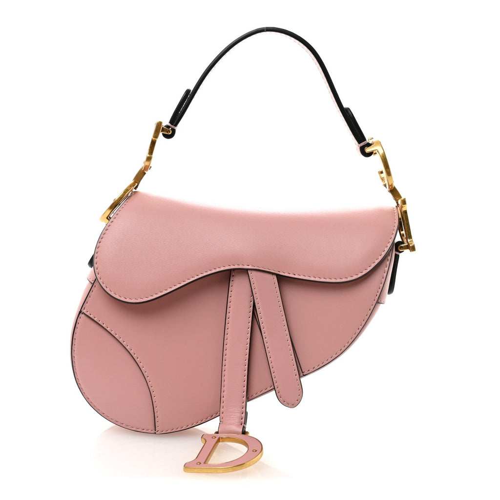Christian Dior Smooth Calfskin Mini Saddle Bag Antique Pink