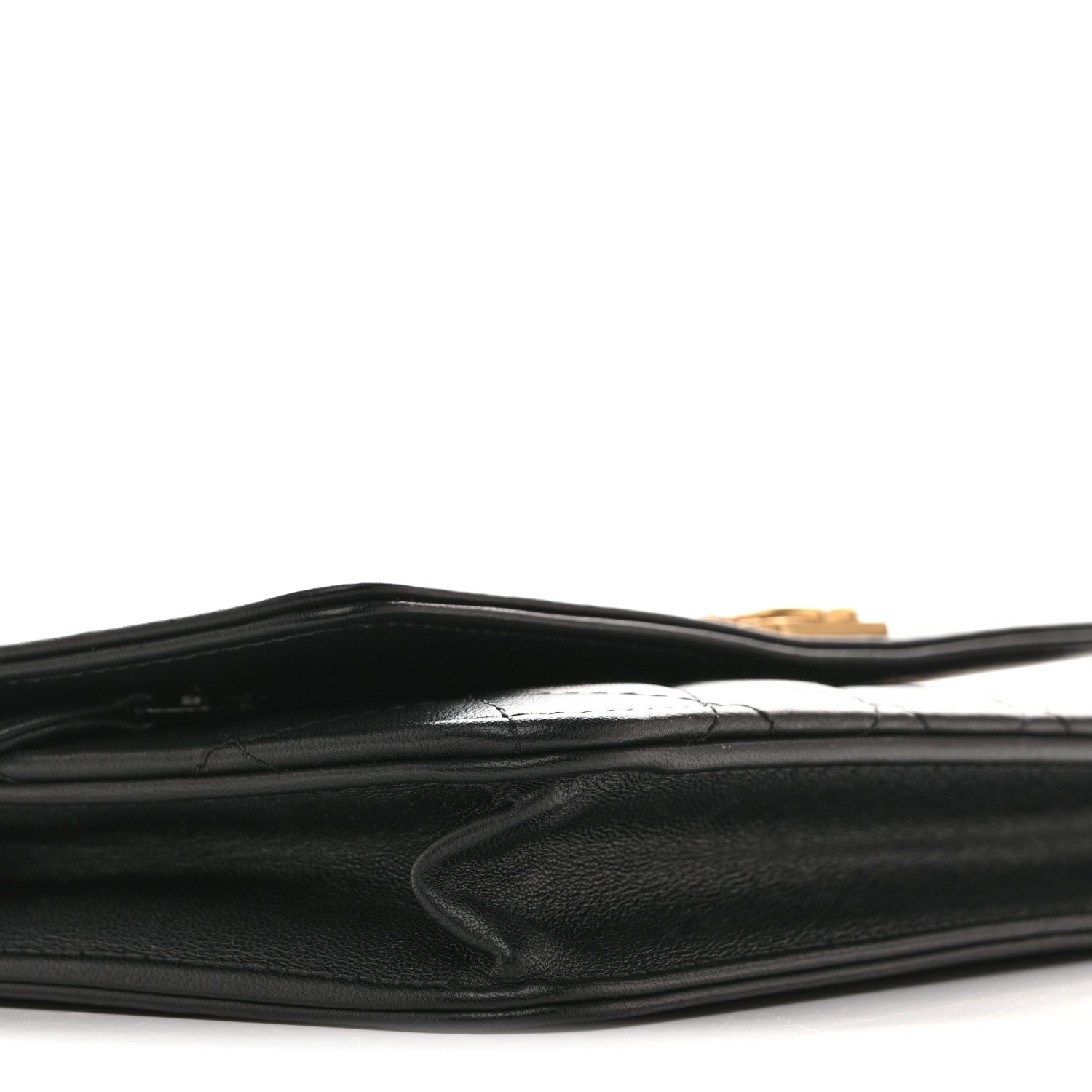 Chanel Lambskin Quilted Boy Wallet On Chain WOC Black