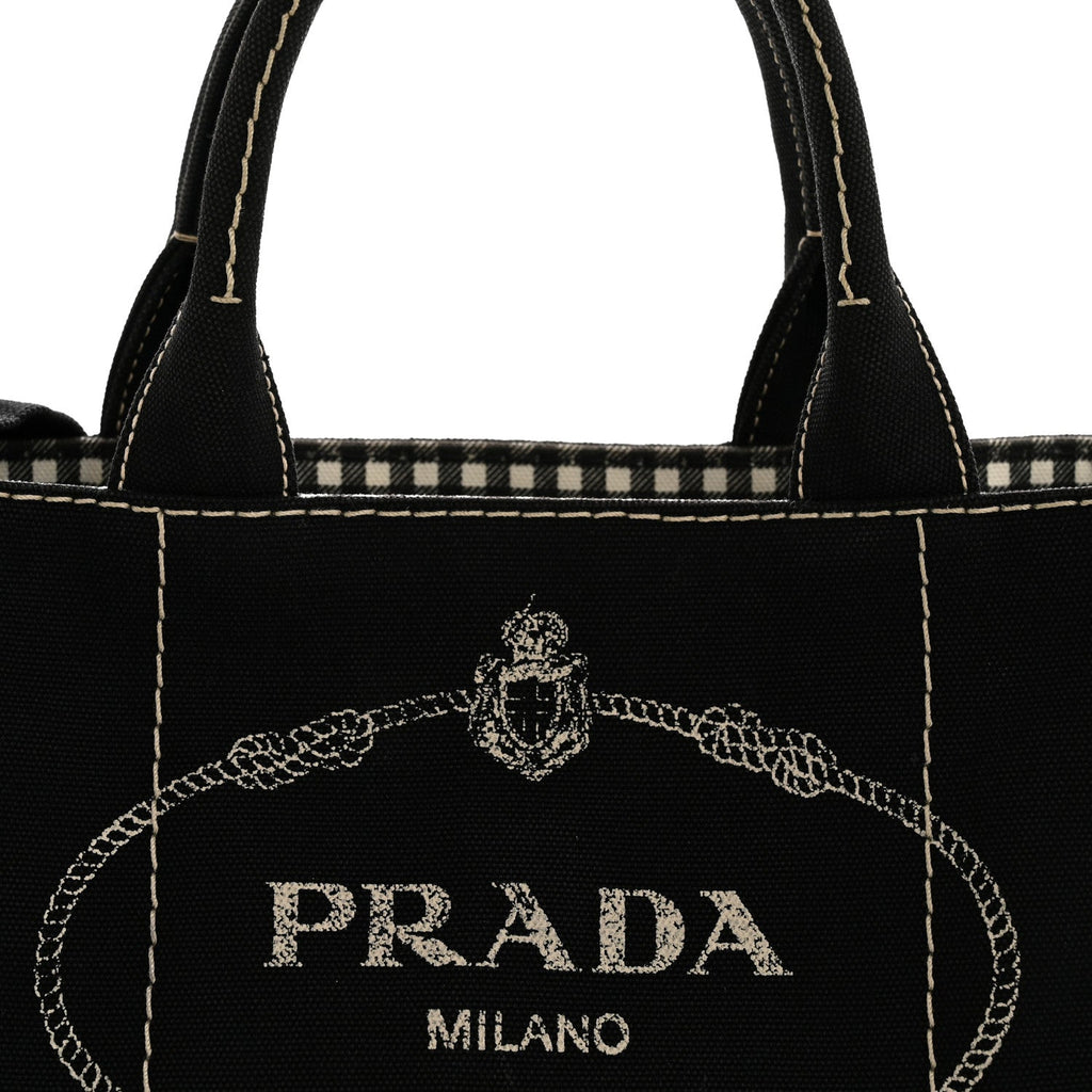 Prada Canapa Small Logo Tote Black Talco