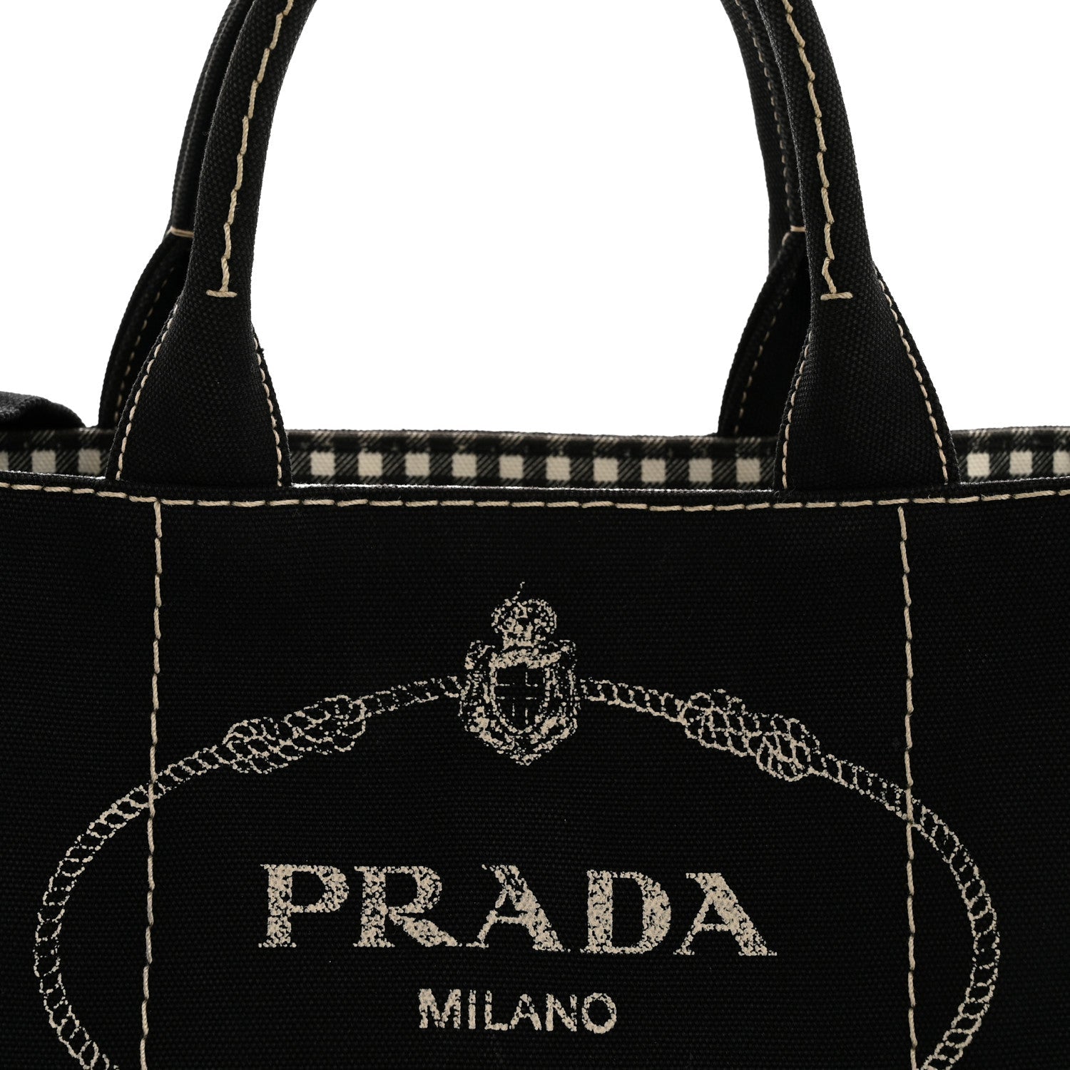 Prada Canapa Small Logo Tote Black Talco