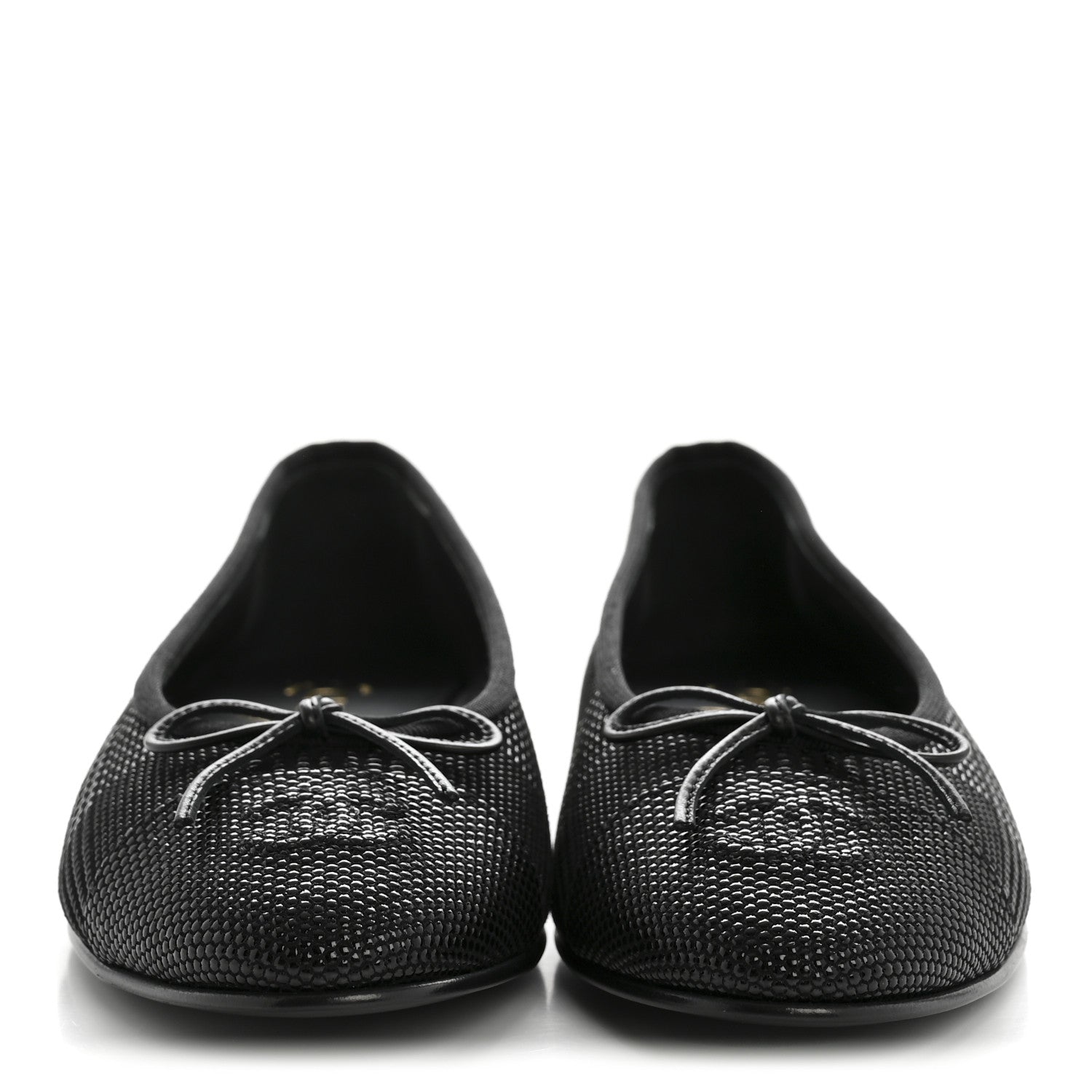 Chanel Suede Kidskin Cap Toe CC Ballerina Flats 39 Black