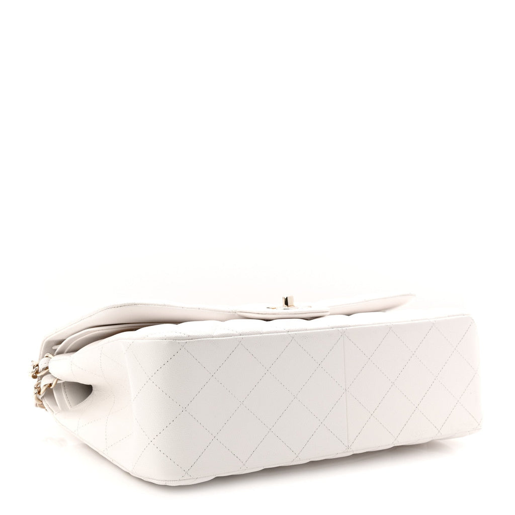 Chanel Caviar Quilted Jumbo Double Flap White