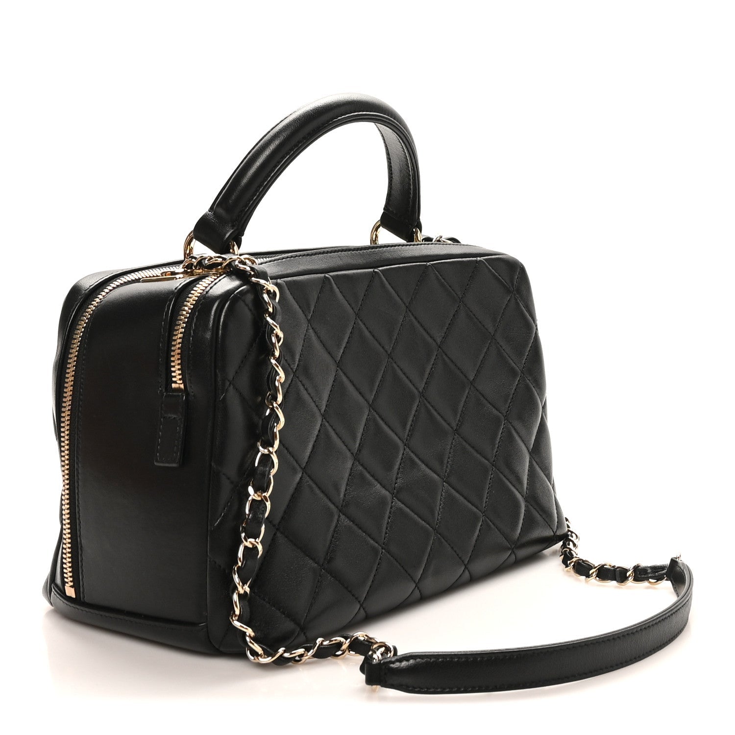Chanel Lambskin Quilted Medium Trendy CC Bowling Bag Black