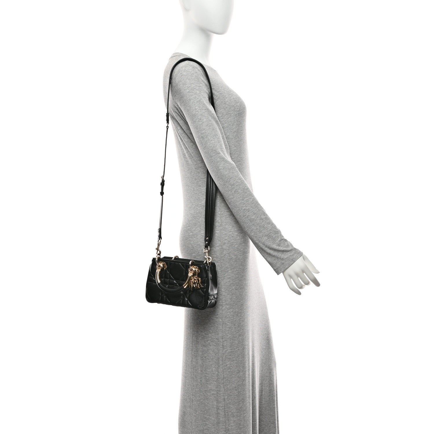 Christian Dior Calfskin Cannage Mini The Lady 95.22 Black
