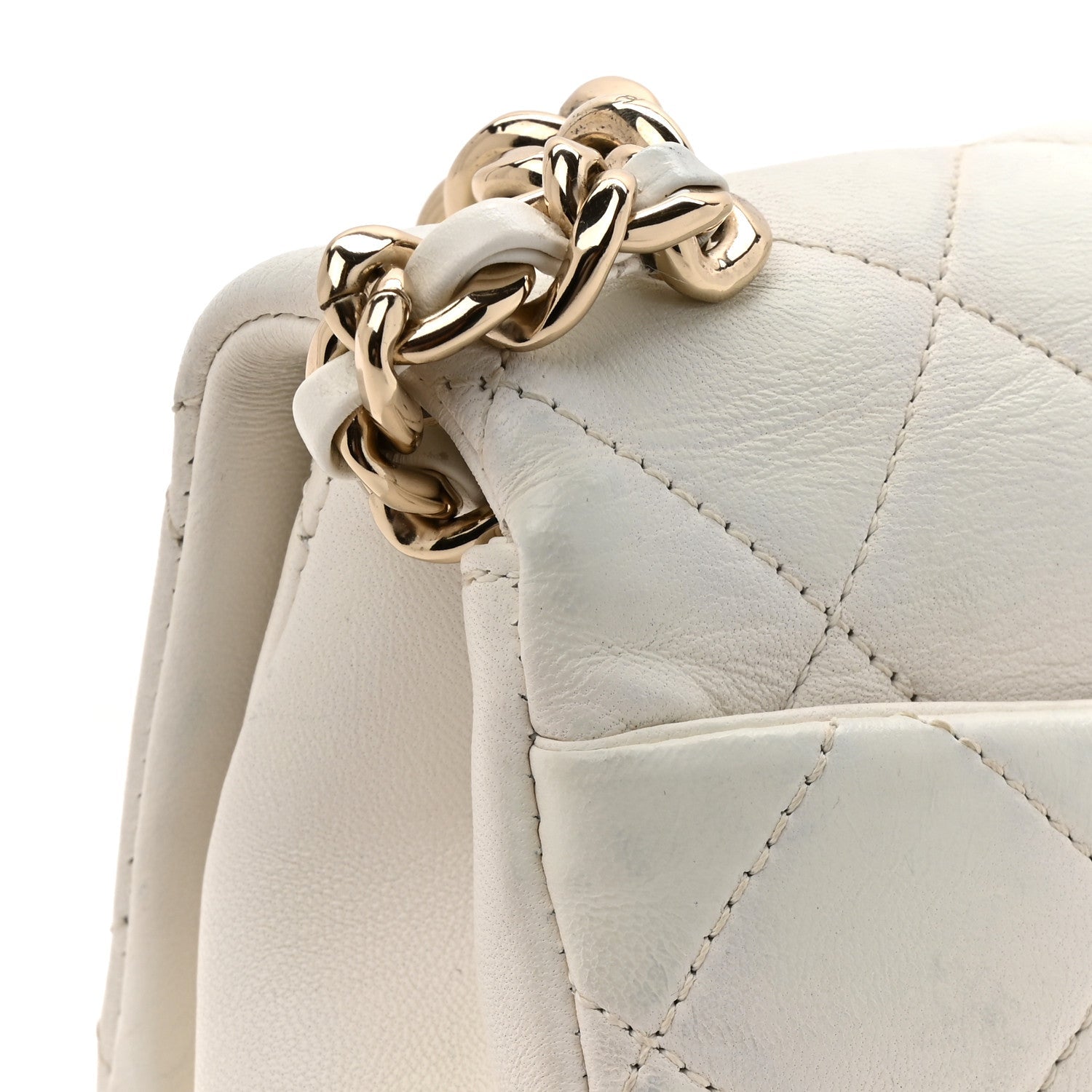 Chanel Lambskin Quilted Resin Bi-Color Chain Flap Bag White