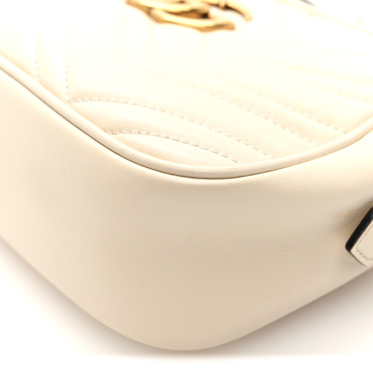 Gucci Calfskin Matelasse Small GG Marmont Chain Shoulder Bag White
