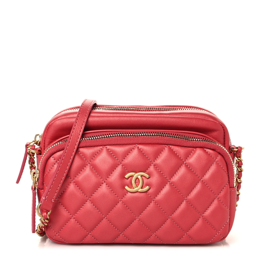 Chanel Calfskin Quilted Day Trips Camera Case Pink