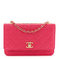Chanel Lambskin Quilted Trendy CC Wallet On Chain WOC Dark Pink
