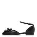 Lambskin Patent Calfskin Cap Toe Camellia Mary Jane Flats 37.5 Black