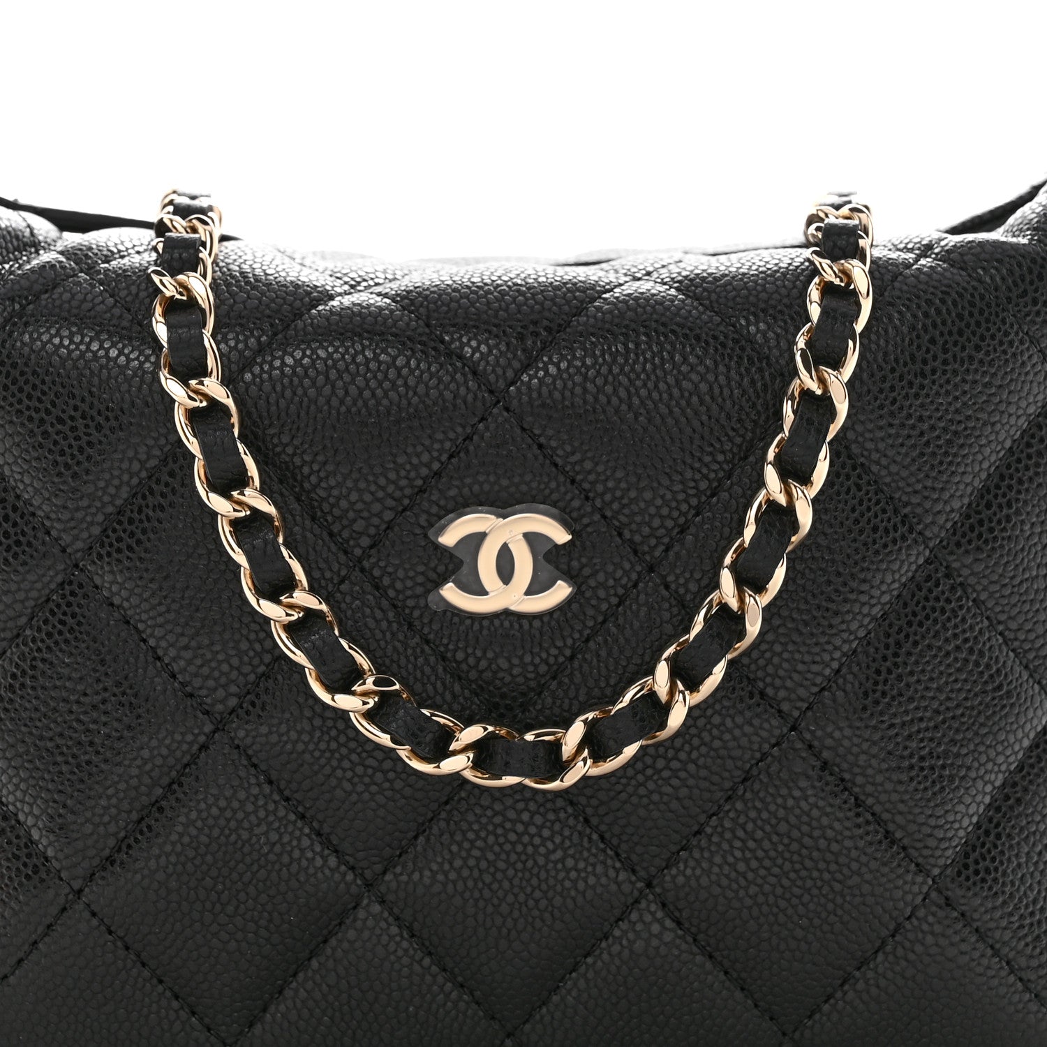 Chanel Caviar Quilted Hobo Clutch With Chain  Black