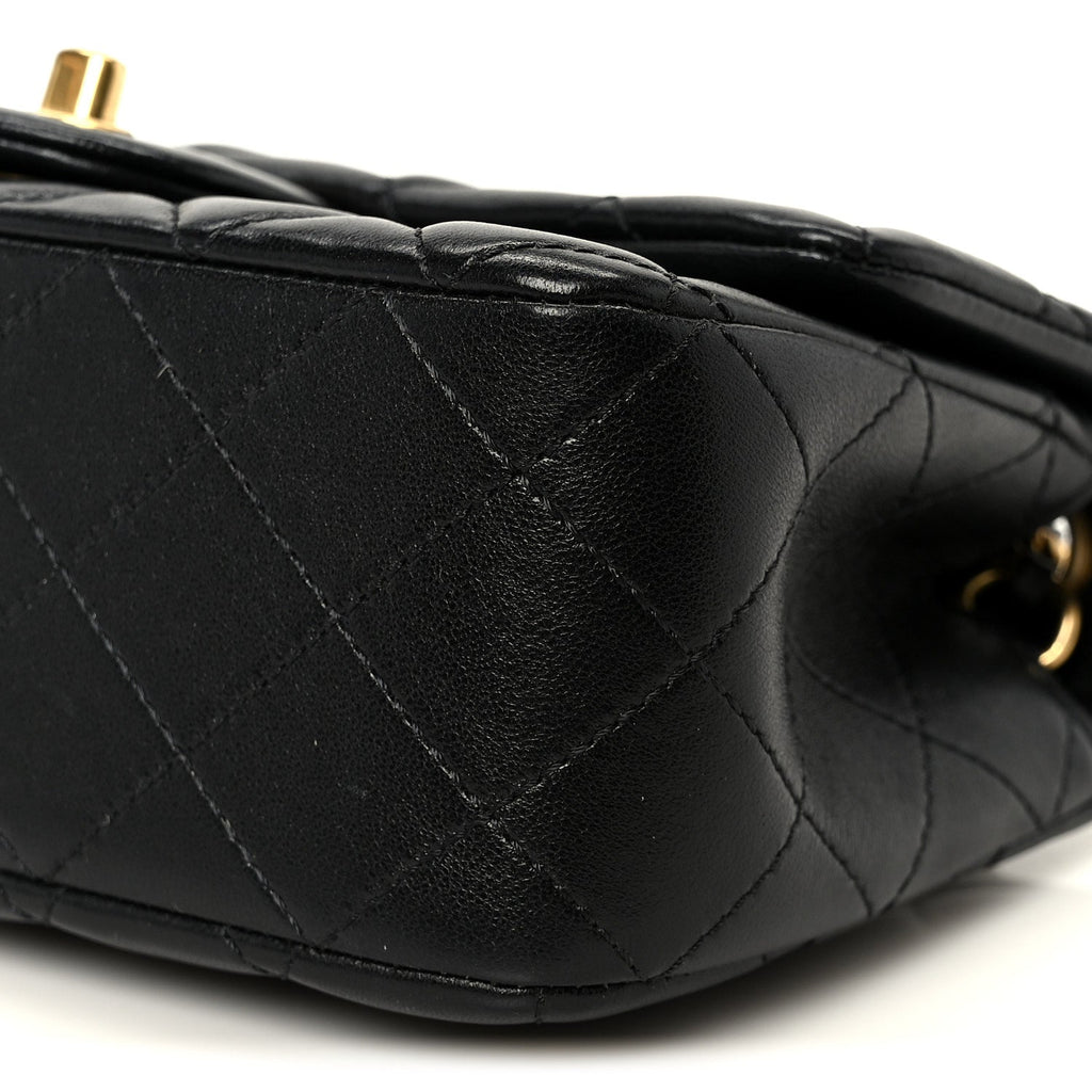 Chanel Lambskin Quilted Mini Rectangular Pearl Crush Flap Black