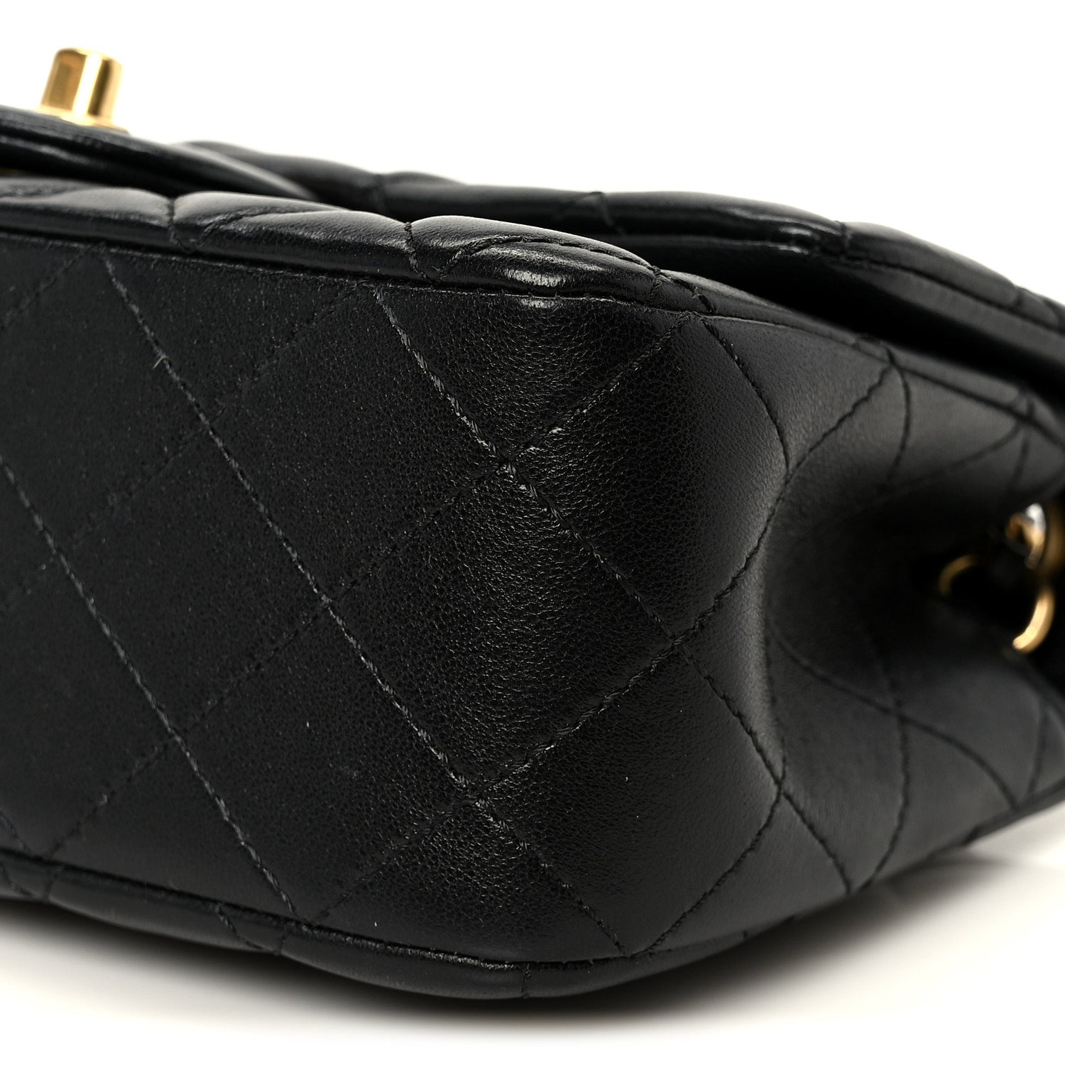 Chanel Lambskin Quilted Mini Rectangular Pearl Crush Flap Black