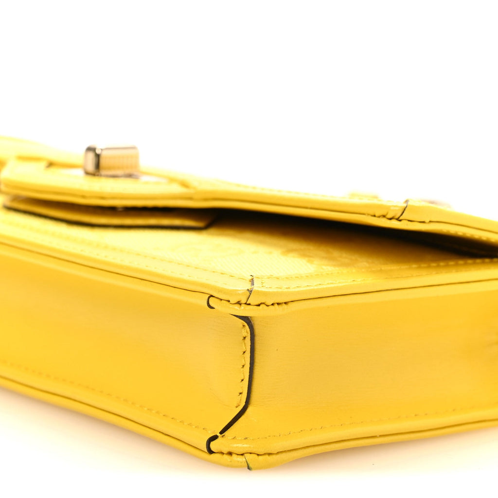 Gucci GG Monogram Scratch Lux Calfskin Mini Luce Shoulder Bag Yellow
