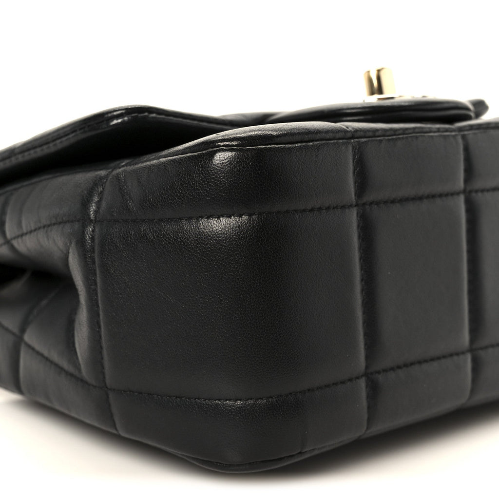 Chanel Lambskin Resin Crystal Square Quilted Mini Monacoco Flap Black