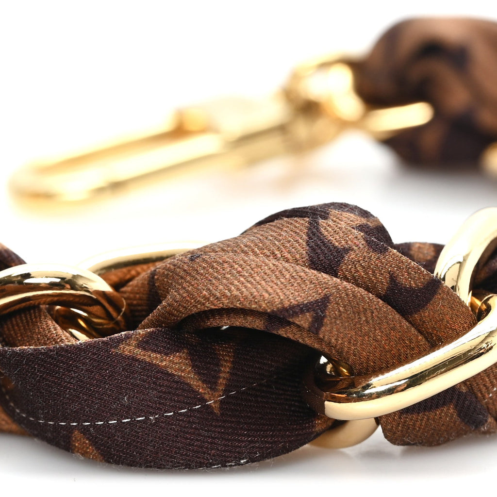 Louis Vuitton Metal Polyester Monogram Braided Scarf Chain Foulard Bag Charm