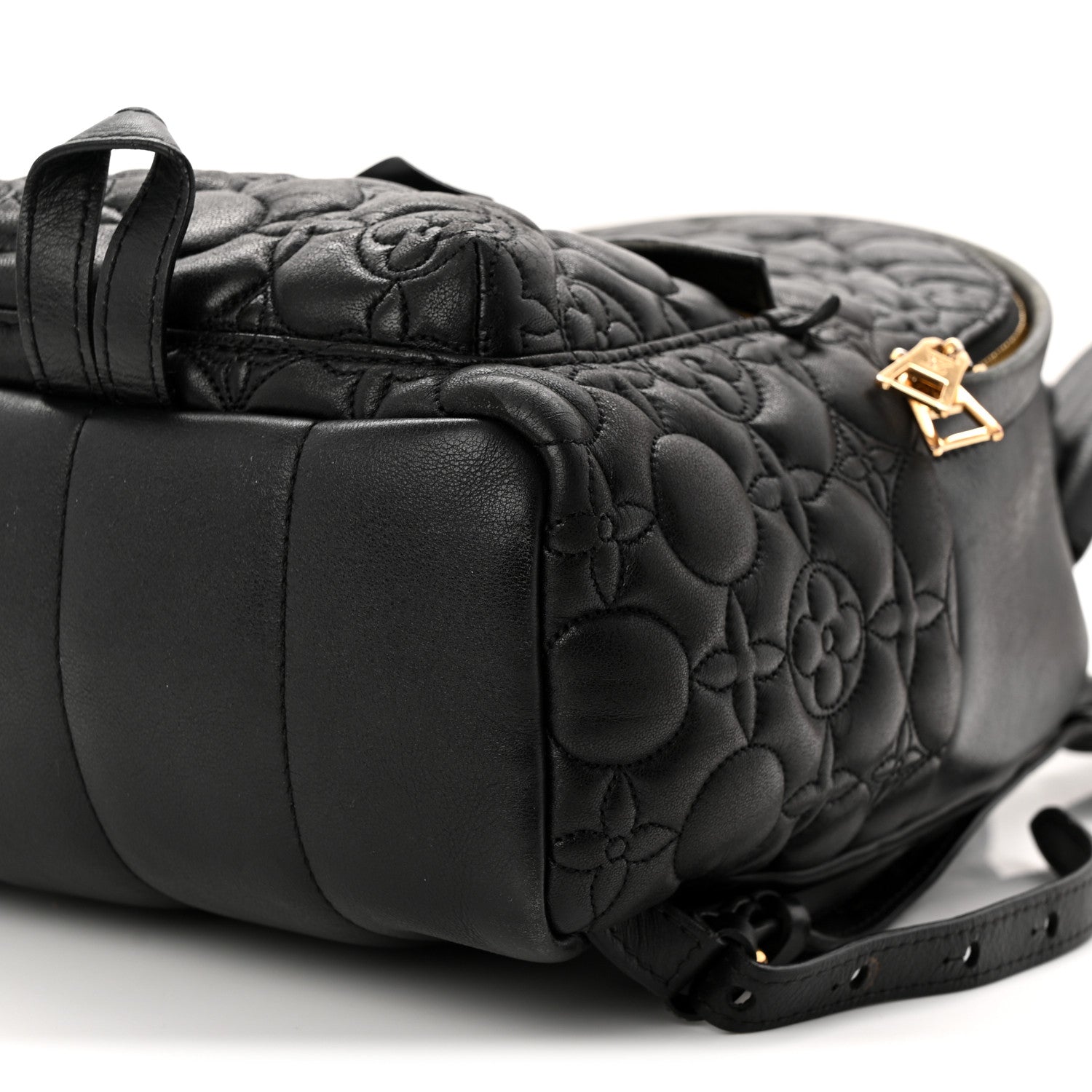 Louis Vuitton Lambskin Flower Quilted Palm Springs Backpack PM Black