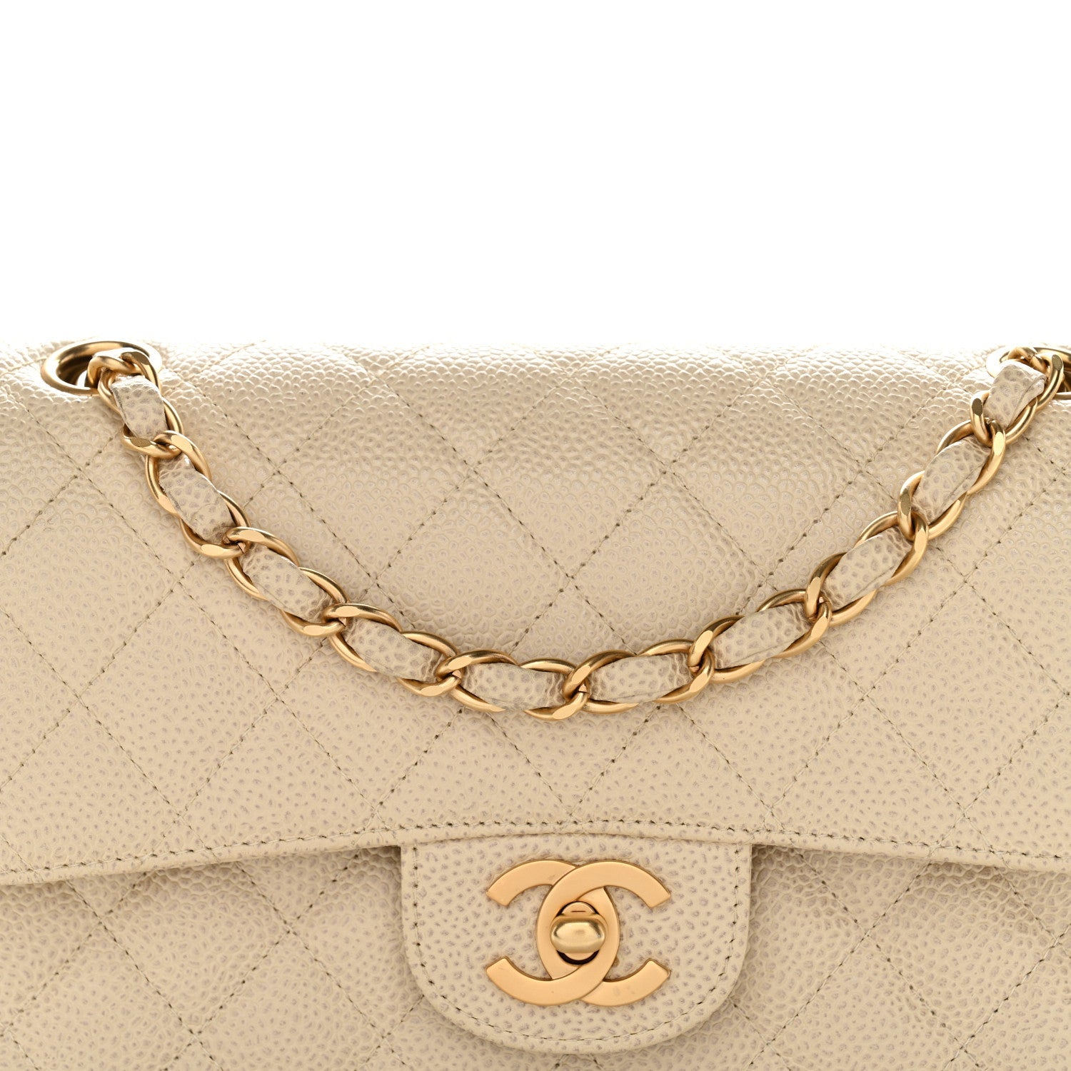 Chanel Caviar Quilted Small Double Flap Beige