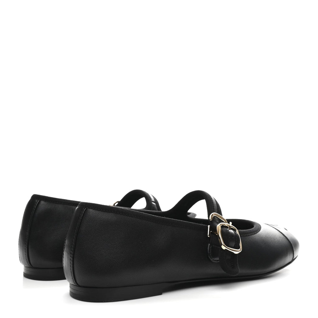 Lambskin Mary Jane Flats 37 Black
