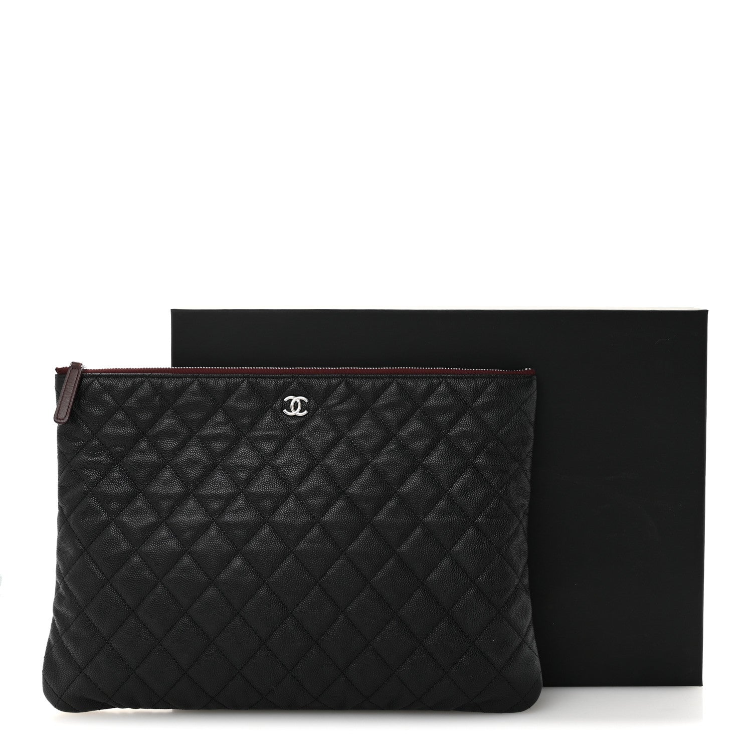 Caviar Quilted Large Cosmetic Case Black