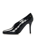 Crocodile Embossed Patent Calfskin Pumps 38.5 Black
