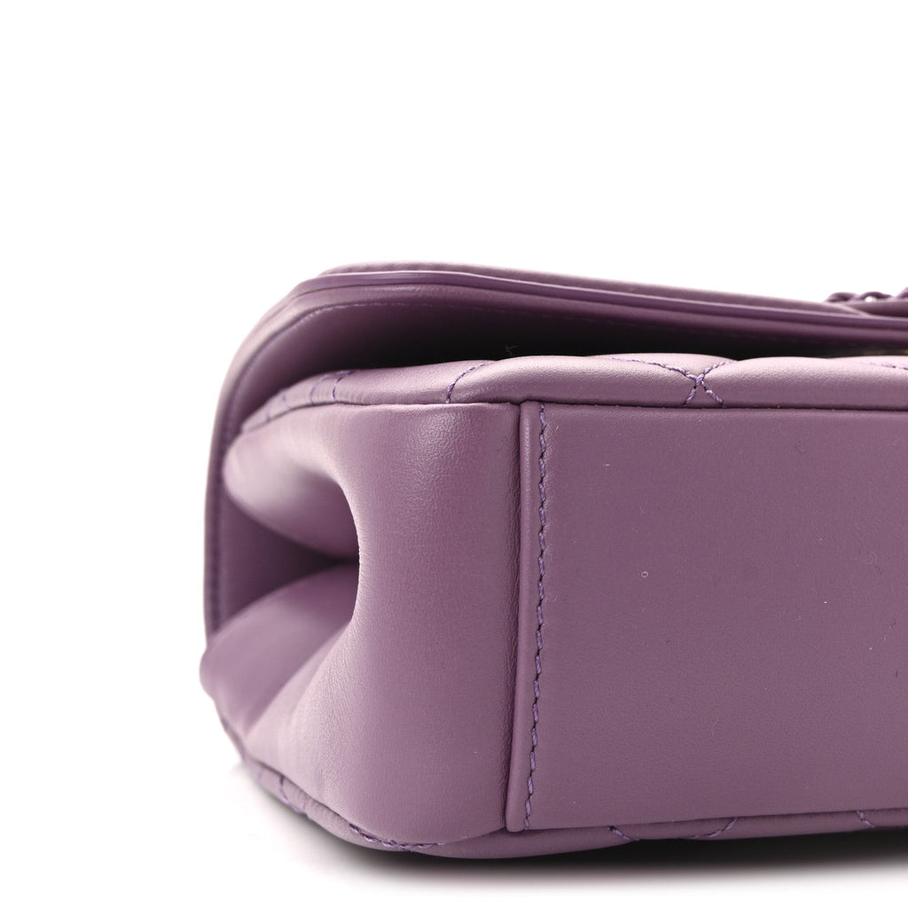 Chanel Lambskin Quilted Small CC Filigree Flap Purple