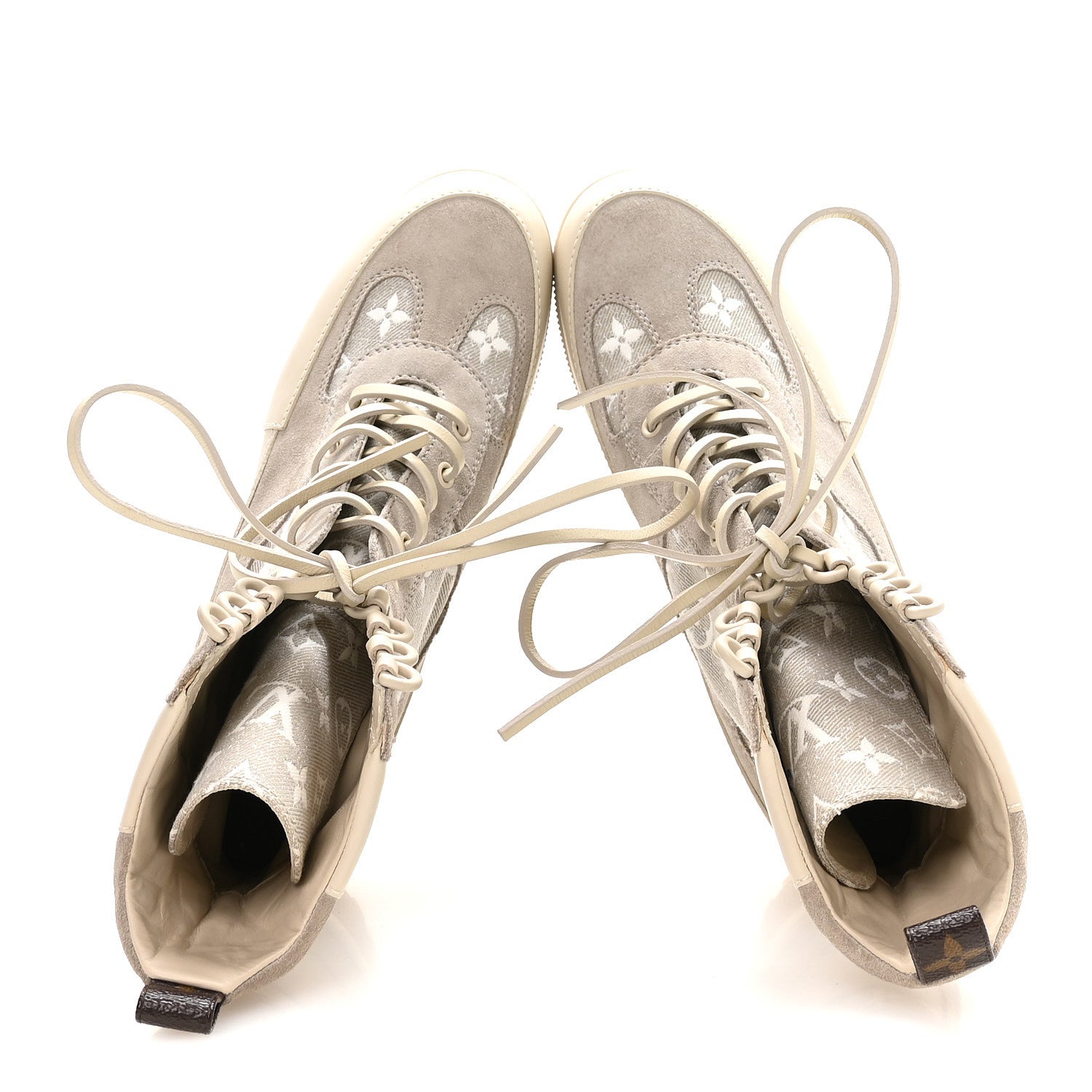 Louis Vuitton Suede Calfskin Laureate Platform Desert Boots 41 Beige