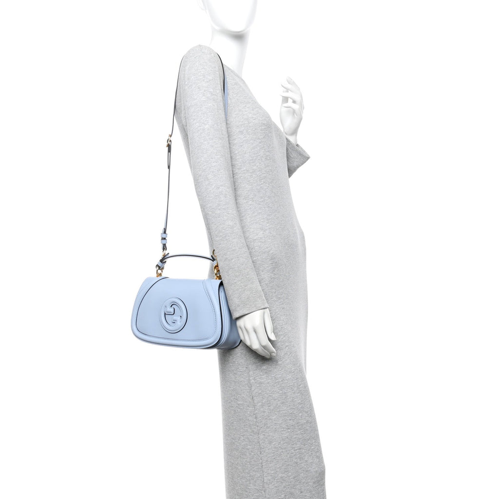 Gucci Roxy Calfskin Medium Blondie Top Handle Bag Cloudy Blue