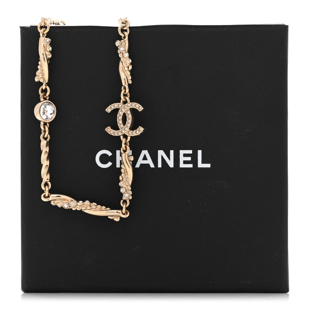 Crystal CC Twist Short Necklace Gold