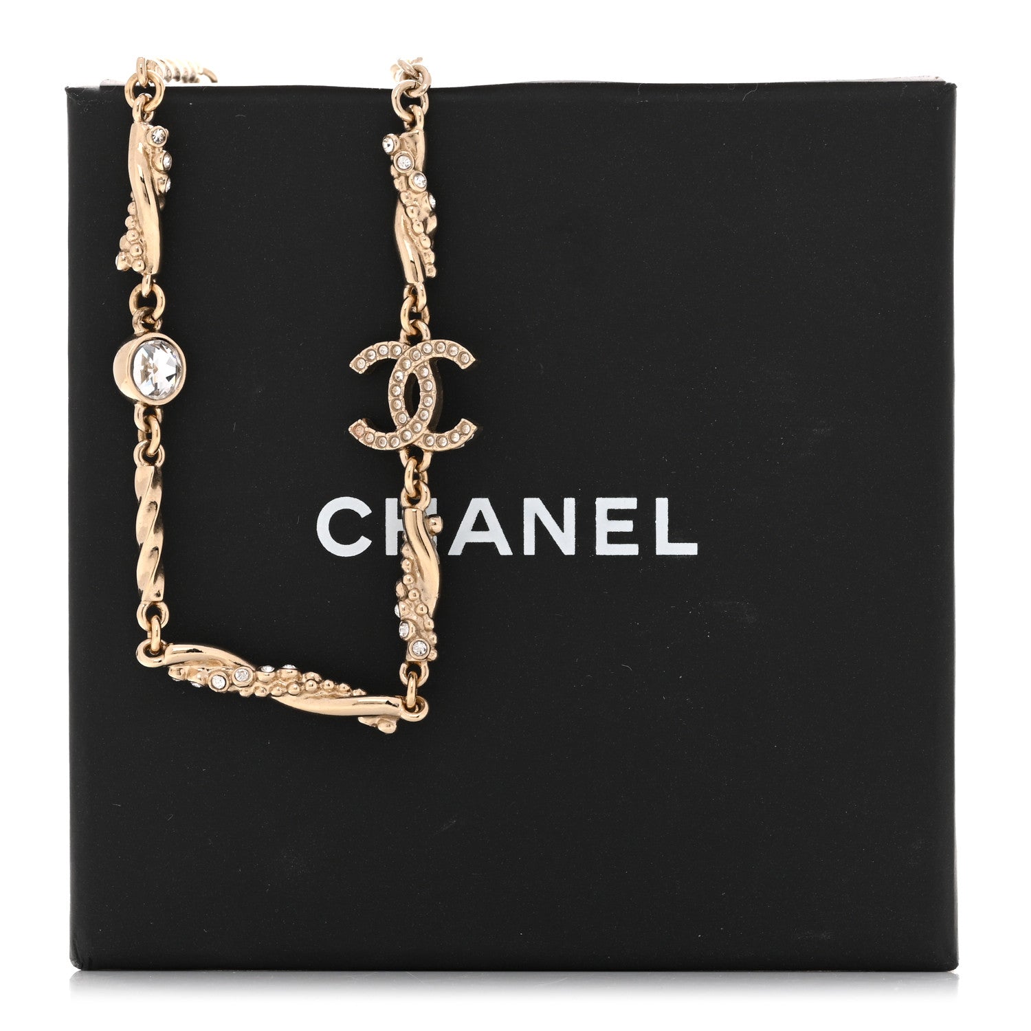 Crystal CC Twist Short Necklace Gold