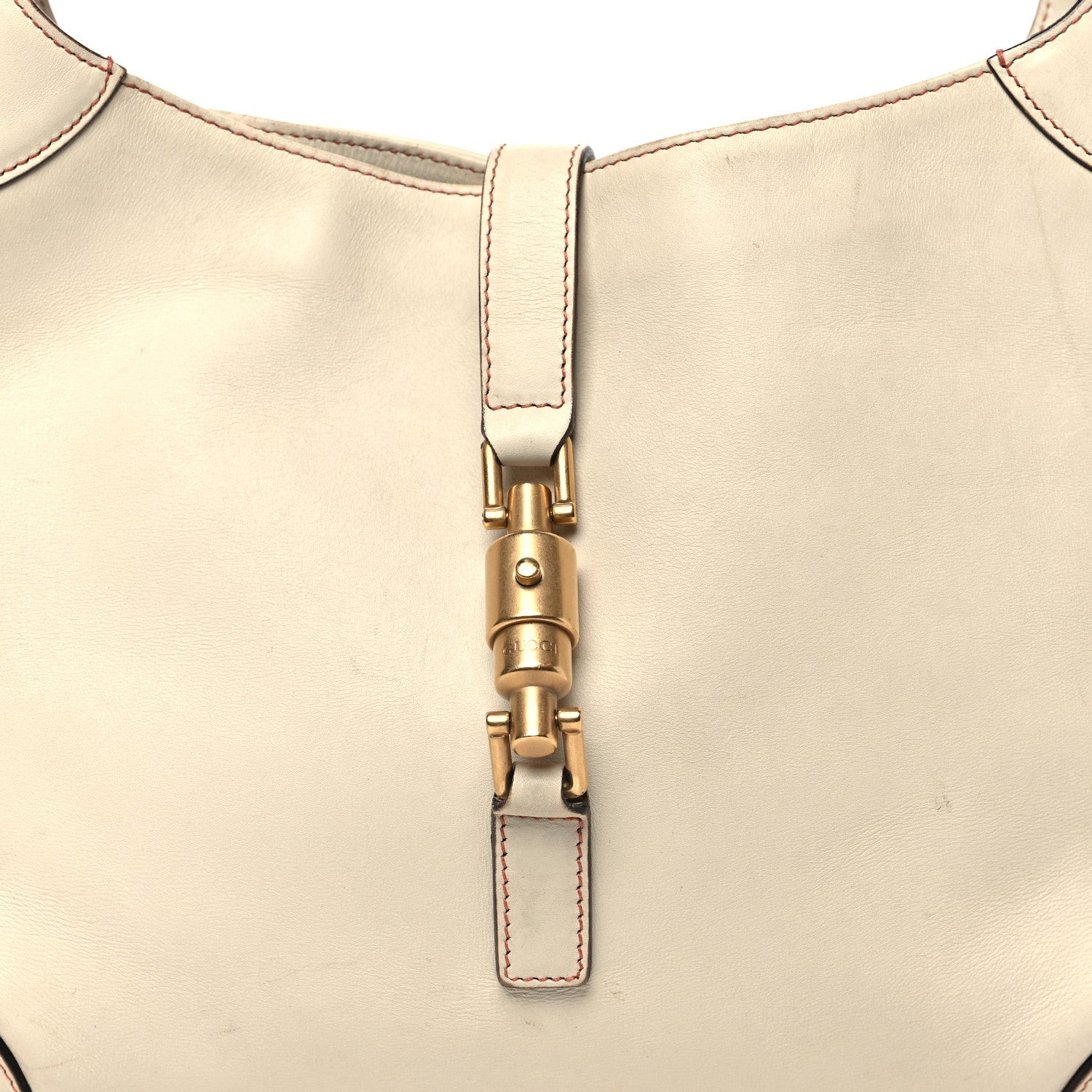 Gucci Calfskin Piston Lock Jackie O Hobo White