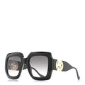 Gucci Acetate Square Frame Chain Sunglasses GG1022S Black