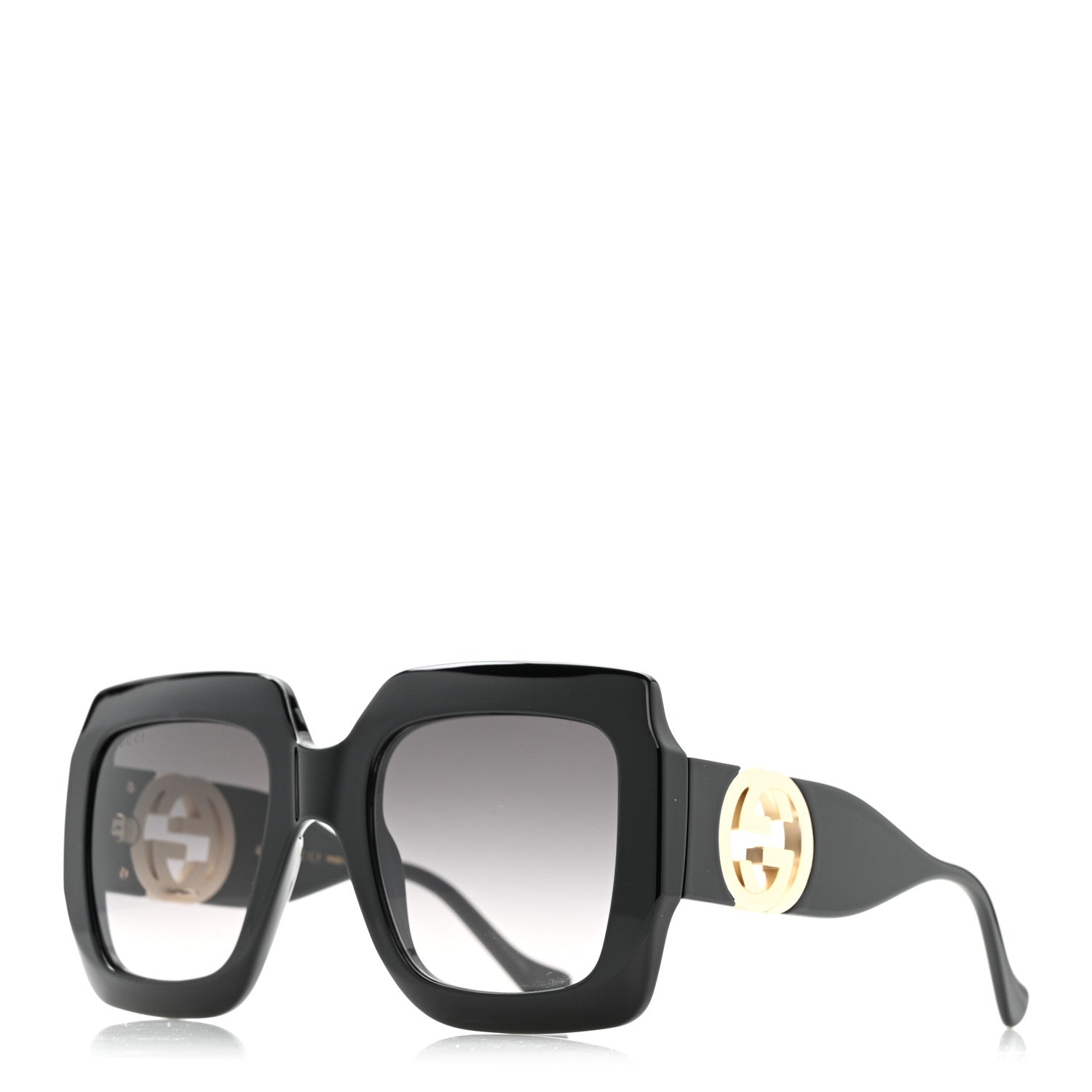 Gucci Acetate Square Frame Chain Sunglasses GG1022S Black
