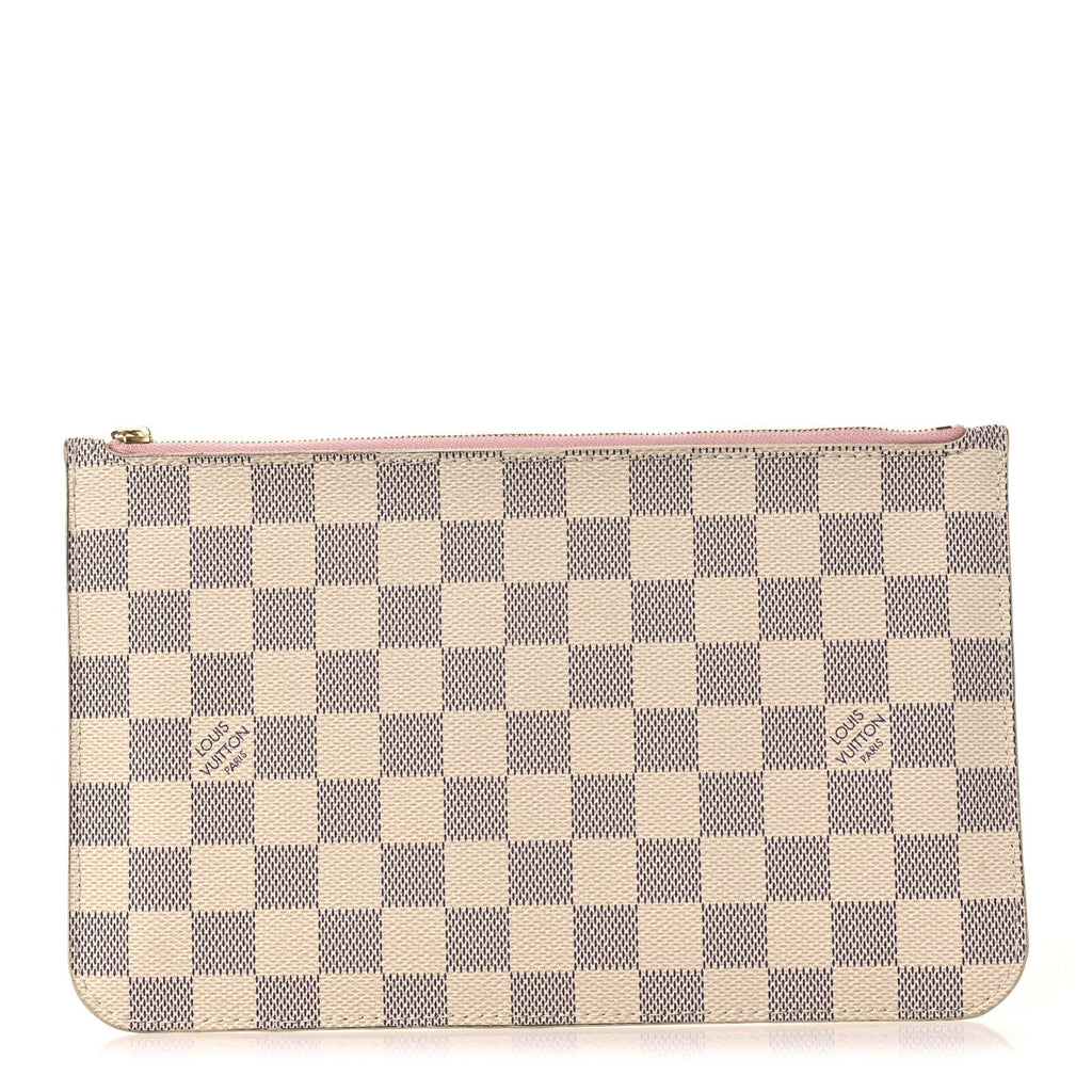 Louis Vuitton Damier Azur Neverfull MM GM Pochette Rose Ballerine