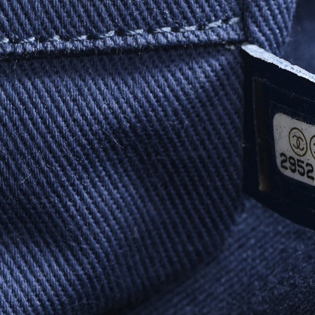 Chanel Mixed Fibers Striped Small Deauville Tote Navy Blue